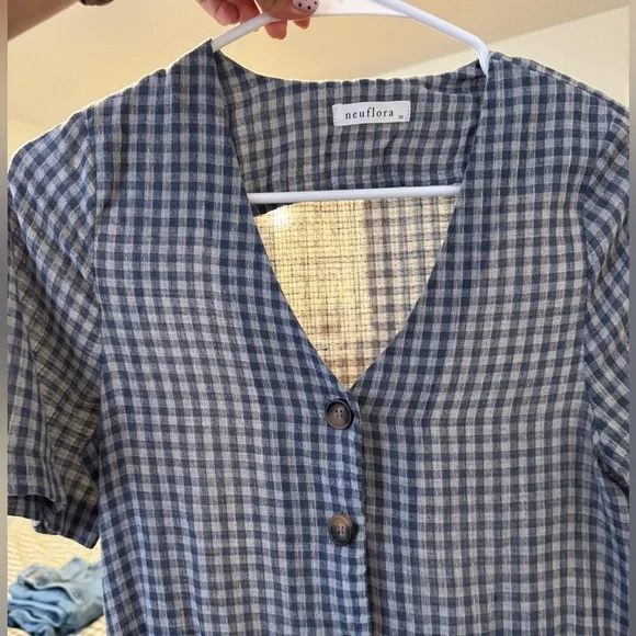 Classic Blue Checkered Midi Dress - Picture 3 of 6